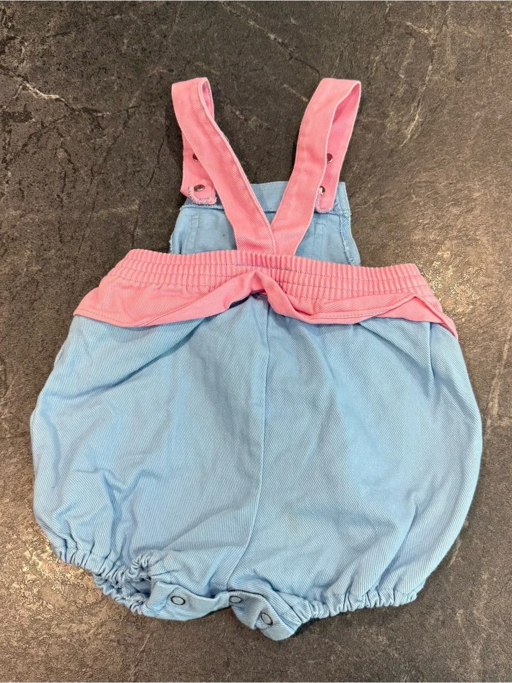 Vintage 24 month bubble romper shortalls Petite Club 90s blue pink baby girl